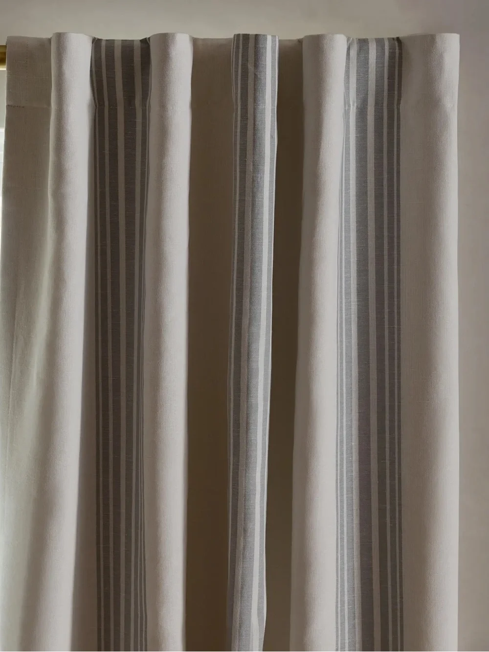 NWT QUINCE Set 2 48x84 Coastal Stripe Linen Cotton True Blackout Curtains 9199